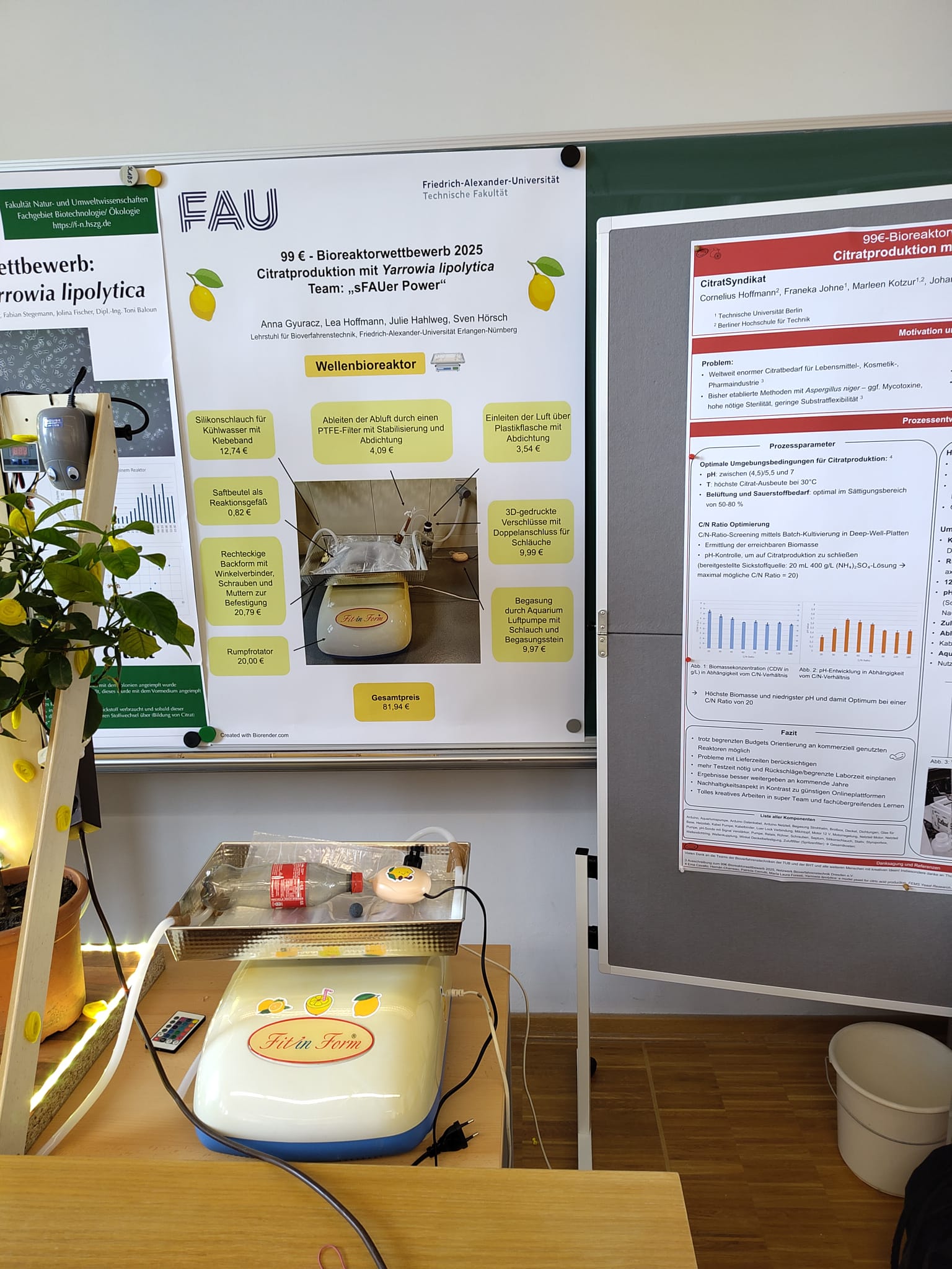 Wave bioreactor for citric acid production with a poster