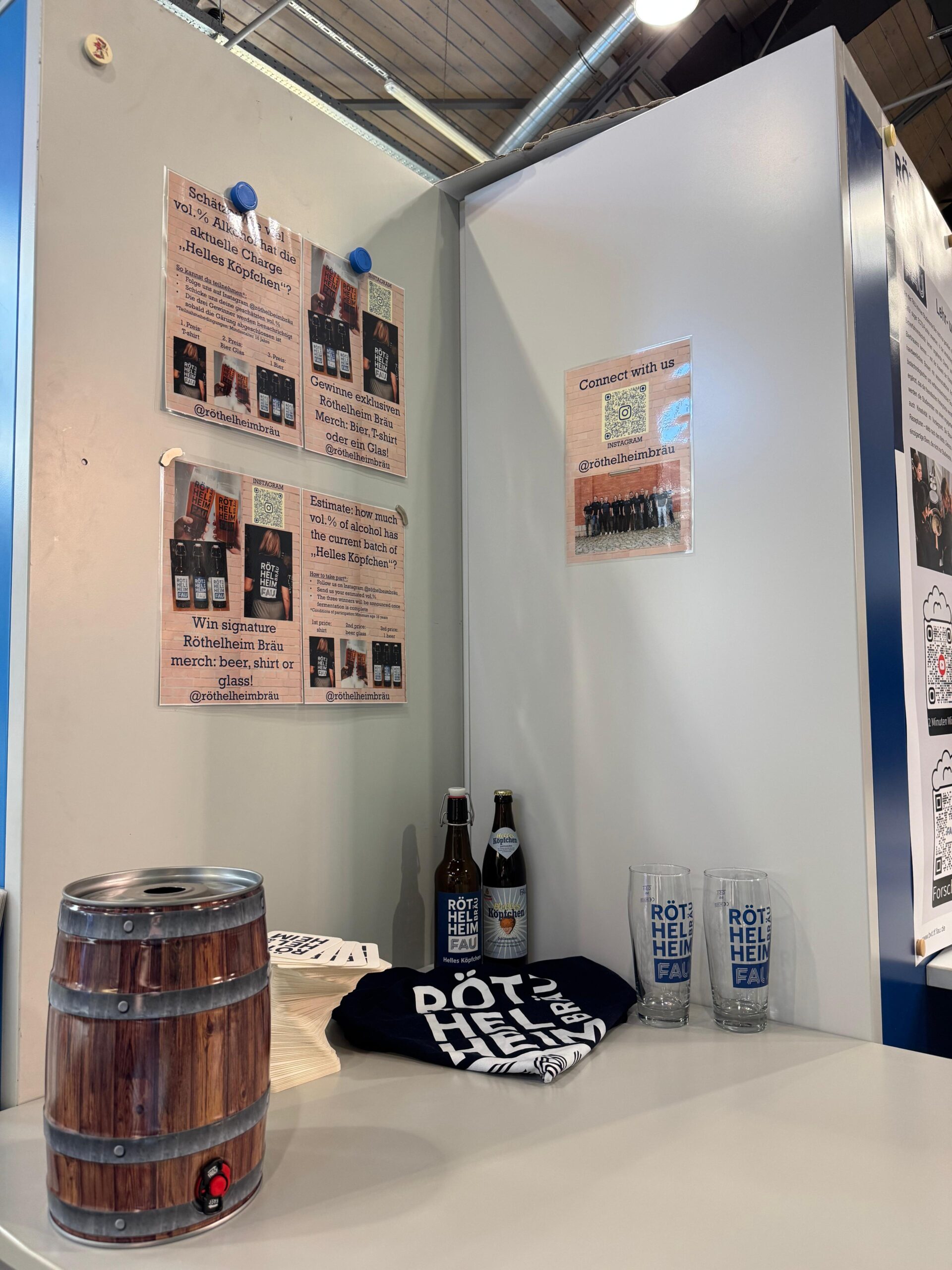 Eine Bild mit dem Aushang und Preisen vom Gewinnspiel